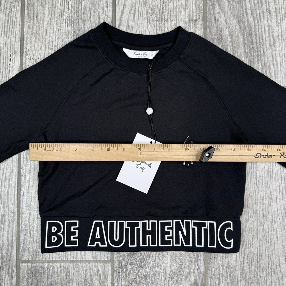 Eastside Golf Shirt Womens Sz S Black Banded Cropped Tee Long Sleeve Golfing Gym — image 7 of 8